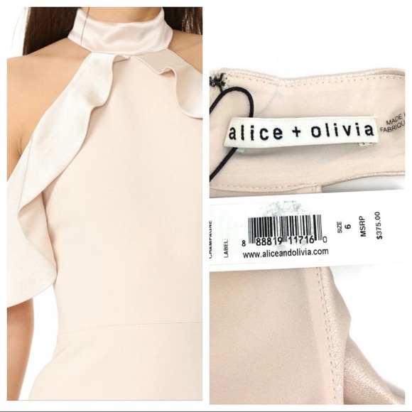 ALICE & OLIVIA CREAM COLD SHOULDER MIDI - Picture 2 of 4